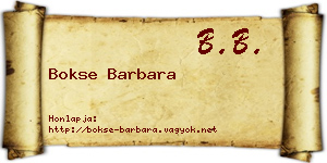 Bokse Barbara névjegykártya